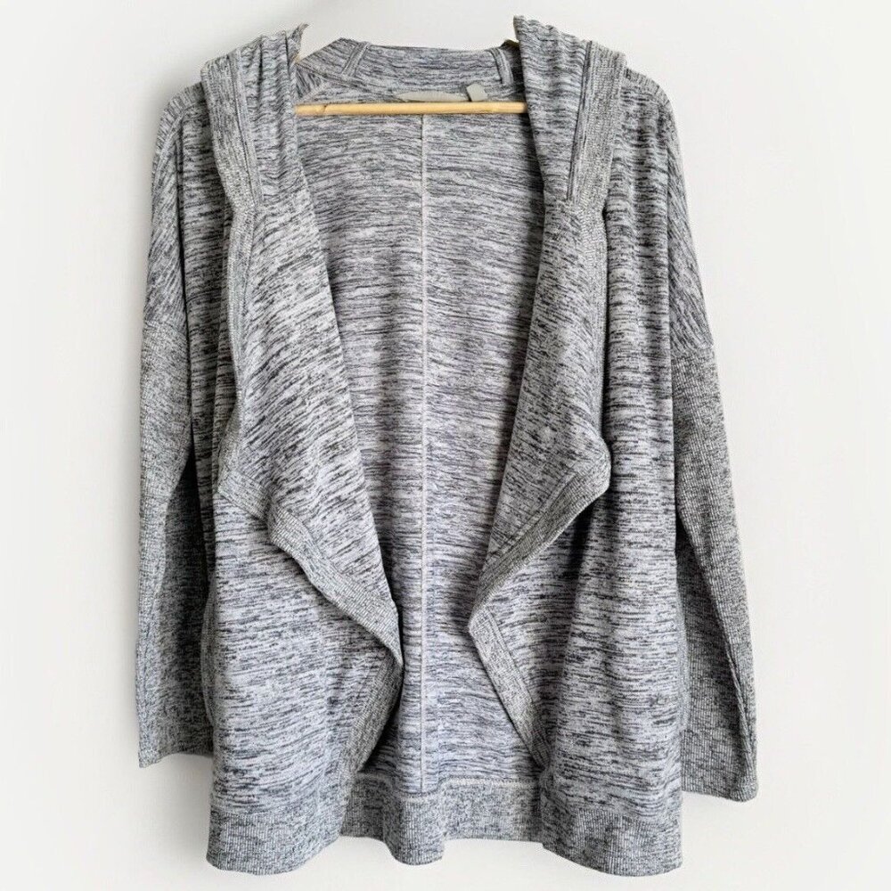 Athleta Women’s Heather Gray Blissful Open Front Hooded Wrap Cardigan Small